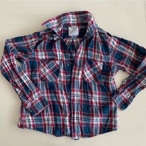 blue and red flannel shirt